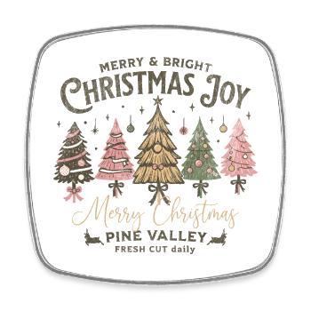Merry Christmas Joy Tannenbaum Vintage Geschenk - Viereckiger Kühlschrankmagnet - Weiß - Vorne
