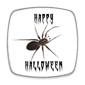 Happy Halloween Spinne - Gruselschrift - Viereckiger Kühlschrankmagnet - Weiß - Vorne