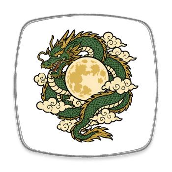 Drache Vollmond Wolken Asien Mythologie Shirt - Viereckiger Kühlschrankmagnet - Weiß - Vorne