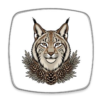 Luchs Portrait Pinselohren Tannenzapfen Shirt - Viereckiger Kühlschrankmagnet - Weiß - Vorne