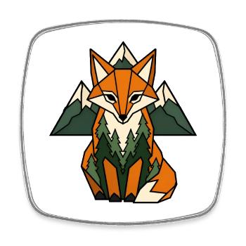 Fuchs Berge Tannen Geometrisch Natur Vektor Shirt - Viereckiger Kühlschrankmagnet - Weiß - Vorne