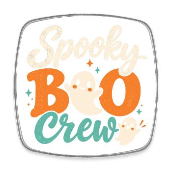 Spooky Boo Crew Retro Halloween-Geister - Viereckiger Kühlschrankmagnet - Weiß - Vorne