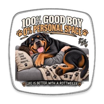 Rottweiler Cozy auf Sofa - Viereckiger Kühlschrankmagnet - Weiß - Vorne