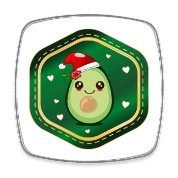 Weihnachts-Avocado - Viereckiger Kühlschrankmagnet - Weiß - Vorne