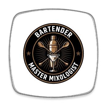 Barkeeper-Meister-Mixologe-Shaker-Abzeichen-Geschenk - Viereckiger Kühlschrankmagnet - Weiß - Vorne