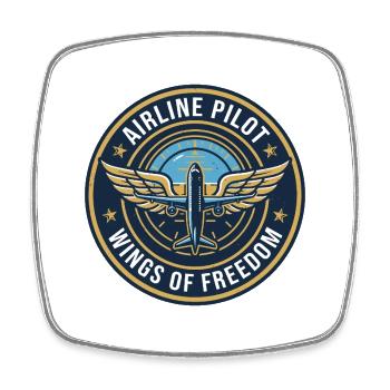 Airline Pilot Aviator Wings Horizon Badge Geschenk - Viereckiger Kühlschrankmagnet - Weiß - Vorne