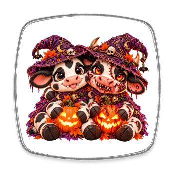 Halloween-Kuh-Umarmung (Yin Yang) - Viereckiger Kühlschrankmagnet - Weiß - Vorne