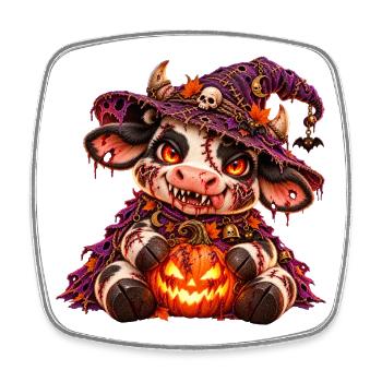 Gruselige Halloween-Kuh - Viereckiger Kühlschrankmagnet - Weiß - Vorne