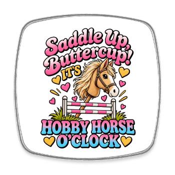 Sattel buttercup_Hobby Horse O'Clock - Viereckiger Kühlschrankmagnet - Weiß - Vorne
