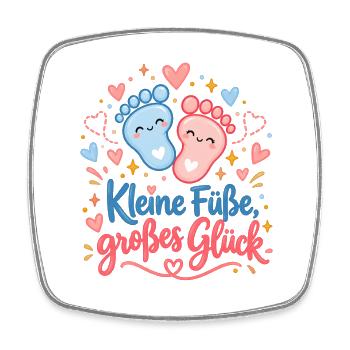 Kleine Füße, großes Glück - Viereckiger Kühlschrankmagnet - Weiß - Vorne