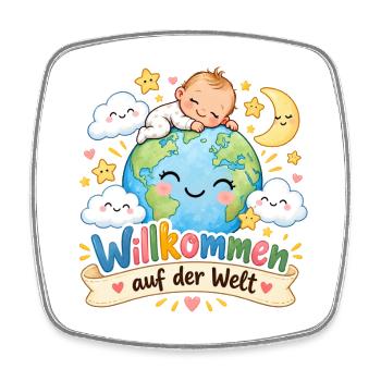 Willkommen auf der Welt Baby - Viereckiger Kühlschrankmagnet - Weiß - Vorne