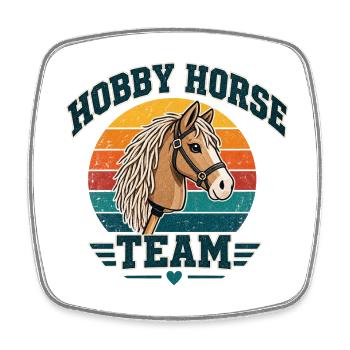 Hobby Horse Team Vintage Retro - Viereckiger Kühlschrankmagnet - Weiß - Vorne