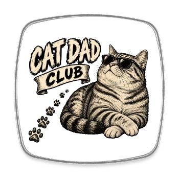 cool dad club - coole Katze - Viereckiger Kühlschrankmagnet - Weiß - Vorne