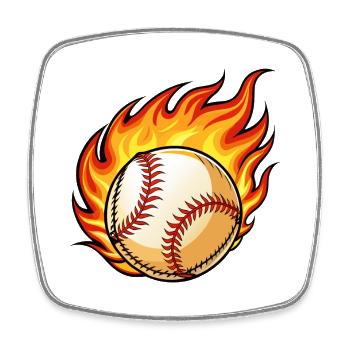 Flaming BaseBall - Viereckiger Kühlschrankmagnet - Weiß - Vorne