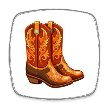 Cowgirl-Stiefel - Viereckiger Kühlschrankmagnet - Weiß - Vorne