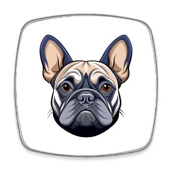 Französischer Bulldoggenkopf - Viereckiger Kühlschrankmagnet - Weiß - Vorne