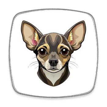 Chihuahua-Hundekopf - Viereckiger Kühlschrankmagnet - Weiß - Vorne