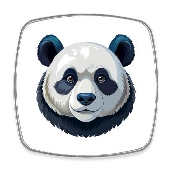 Pandakopf - Viereckiger Kühlschrankmagnet - Weiß - Vorne