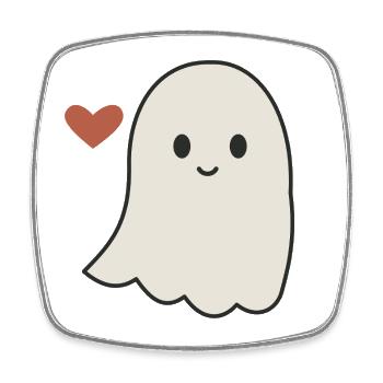 Halloween Geist Damen - Viereckiger Kühlschrankmagnet - Weiß - Vorne