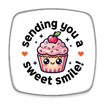 Kawaii Cupcake Always Keep A Sweet Smile Geschenk - Viereckiger Kühlschrankmagnet - Weiß - Vorne