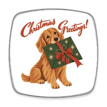 Christmas Greetings Dog - Viereckiger Kühlschrankmagnet - Weiß - Vorne
