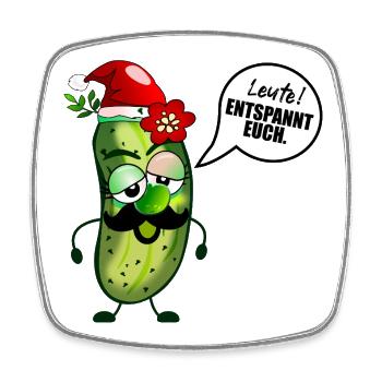 Weihnachten Stress Gurke - Viereckiger Kühlschrankmagnet - Weiß - Vorne