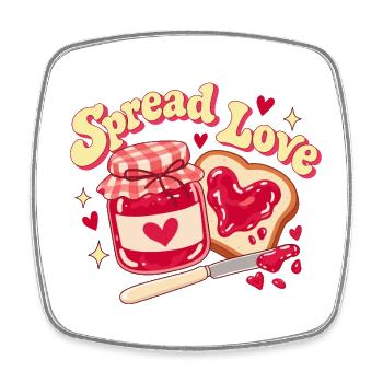 Spread Love Jam & Toast - Viereckiger Kühlschrankmagnet - Weiß - Vorne