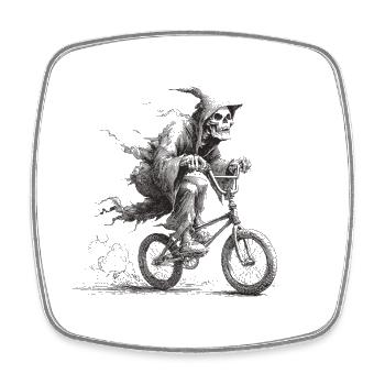 SKull biker - Viereckiger Kühlschrankmagnet - Weiß - Vorne