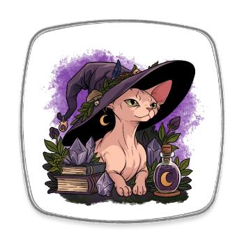 Mystic Cat Witch Sphinx - Viereckiger Kühlschrankmagnet - Weiß - Vorne