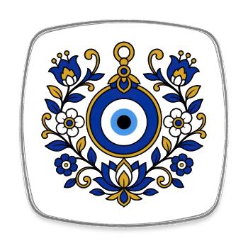 Nazar Auge Amulett mit Blumen T-Shirt Design - Viereckiger Kühlschrankmagnet - Weiß - Vorne