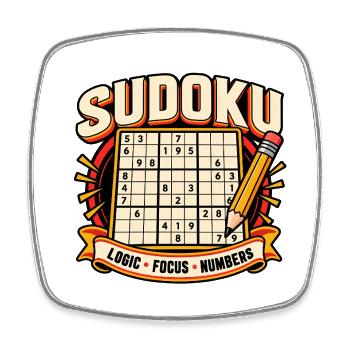 Sudoku-Logikzahlen - Viereckiger Kühlschrankmagnet - Weiß - Vorne