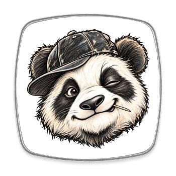 Cool Panda Flat Cap Street Art Tierkunst - Viereckiger Kühlschrankmagnet - Weiß - Vorne