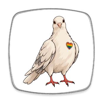 Pride Dove Rainbow Heart - Viereckiger Kühlschrankmagnet - Weiß - Vorne