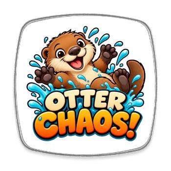 Otter Chaos Cartoon Splash - Viereckiger Kühlschrankmagnet - Weiß - Vorne