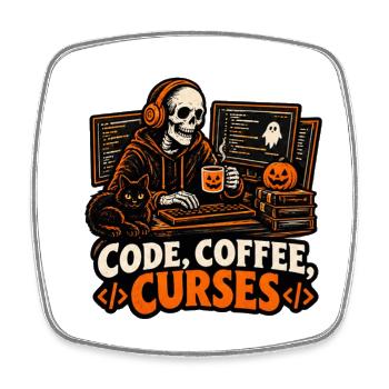 Code Kaffeeflüche - Viereckiger Kühlschrankmagnet - Weiß - Vorne