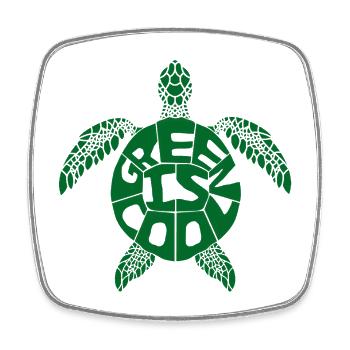Green is cool - Schildkröte - Viereckiger Kühlschrankmagnet - Weiß - Vorne