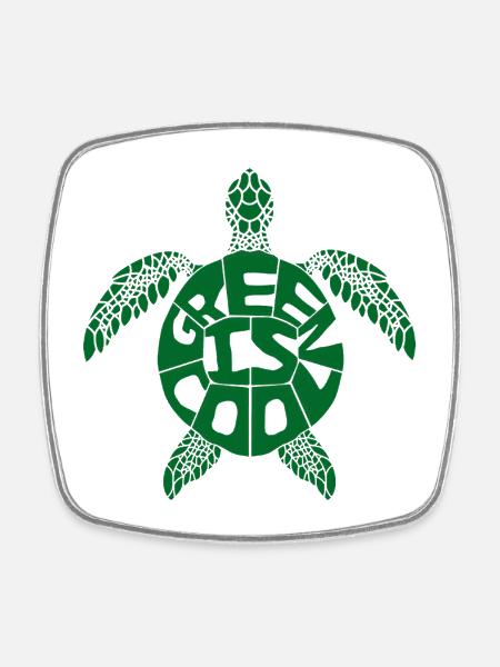 Green is cool - Schildkröte - Viereckiger Kühlschrankmagnet - Weiß