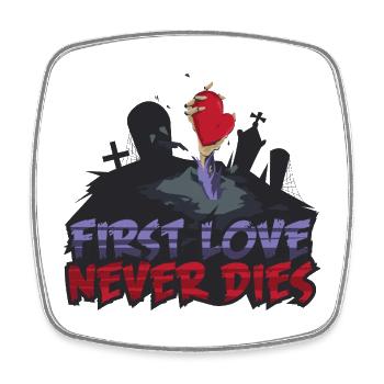 First Love Never Dies - Zombie Hand mit Herz - Viereckiger Kühlschrankmagnet - Weiß - Vorne