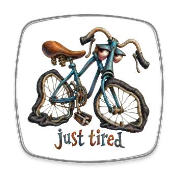 just tired Fahrrad - Viereckiger Kühlschrankmagnet - Weiß - Vorne