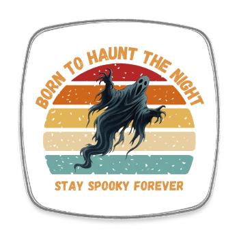 Born To Haunt Retro Halloween Ghost - Viereckiger Kühlschrankmagnet - Weiß - Vorne