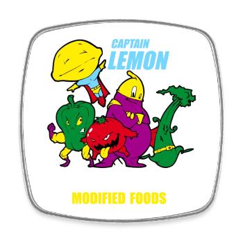 capitaine de citron à la nourriture génétiquement - Magnet carré - blanc - Devant