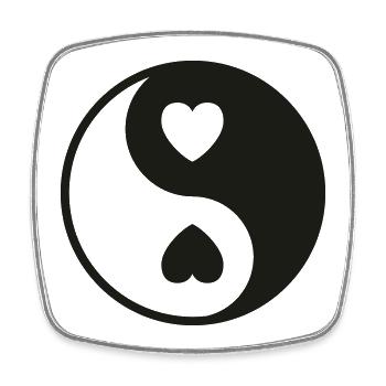 Ying Yang Coeurs - Magnet carré - blanc - Devant