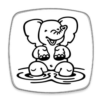 Elefant - Viereckiger Kühlschrankmagnet - Weiß - Vorne