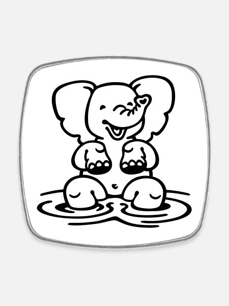little elephant (a) - Square fridge magnet - white