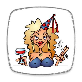 Birthday party - Square fridge magnet - white - Front