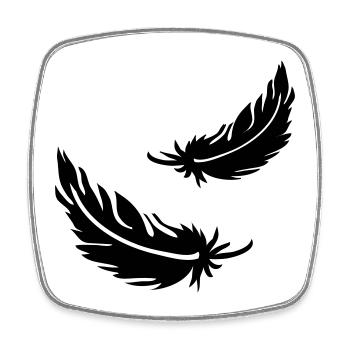 Two flying feathers - Square fridge magnet - white - Front