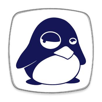 TUX Pinguin, LINUX v2.0 - Viereckiger Kühlschrankmagnet - Weiß - Vorne