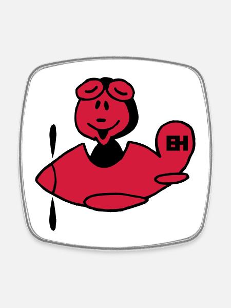 Red Airplane, Two-Color Design - Square fridge magnet - white