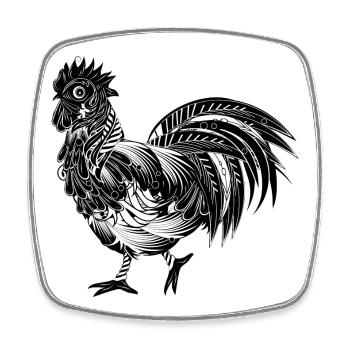 Un coq richement décoré - Magnet carré - blanc - Devant