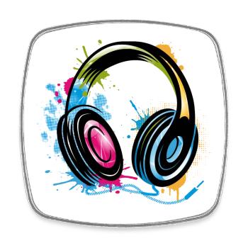 stylish Graffiti Headphones - Square fridge magnet - white - Front